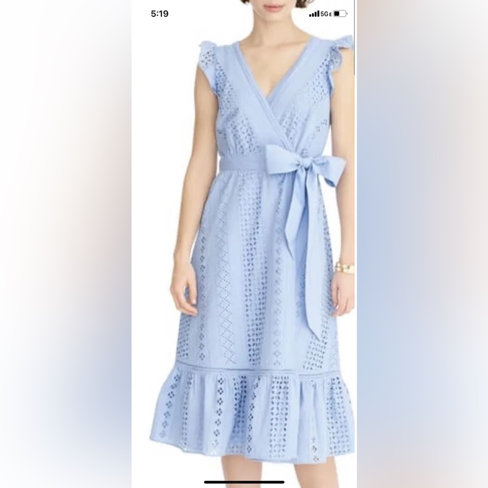 J. Crew All Over Eyelet Wrap Dress Frosty Sky Size 00